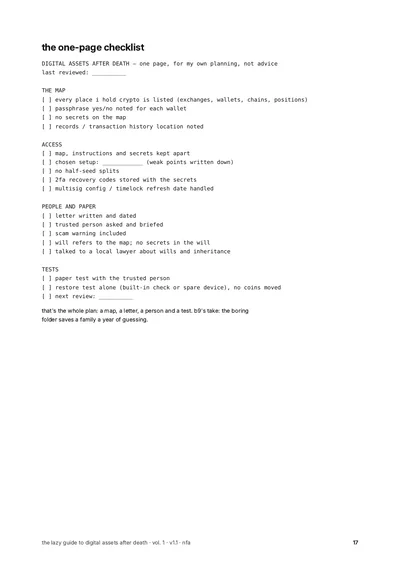 page 17: the one-page checklist