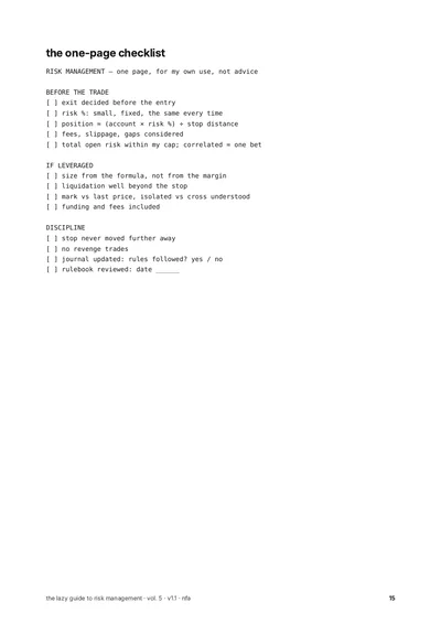 page 15: the one-page checklist