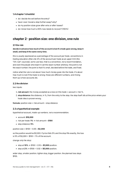 page 6: position size: one division, one rule