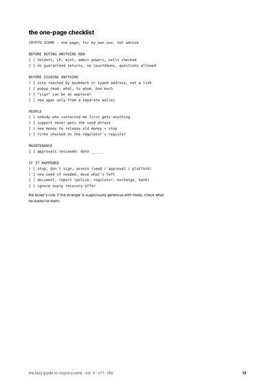 page 13: the one-page checklist