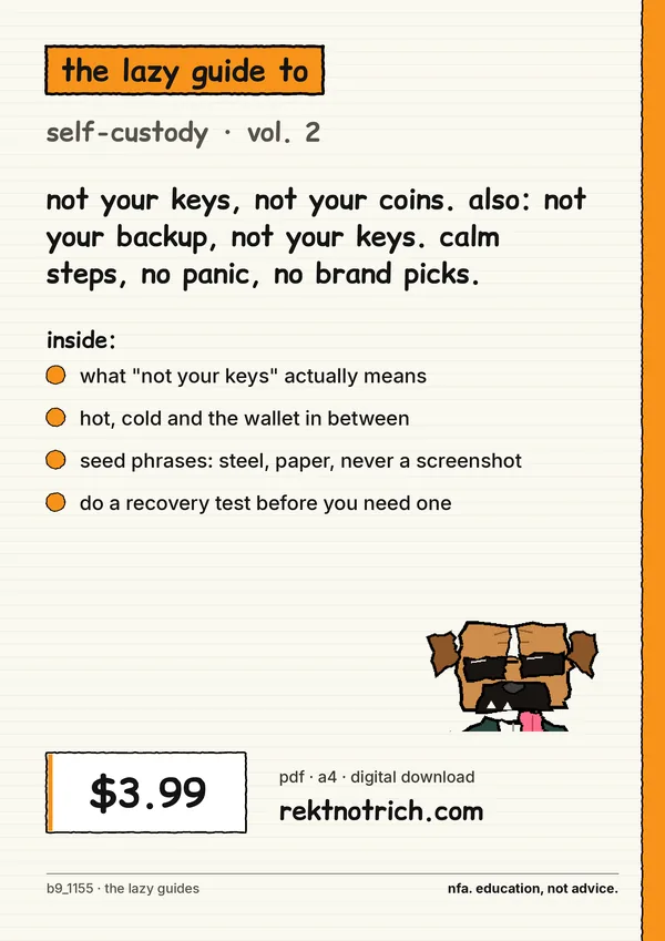 back cover: the lazy guide to self-custody