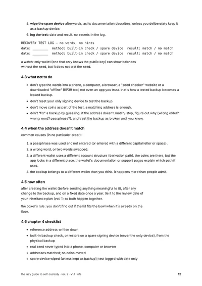 page 12: the recovery test: what not to do