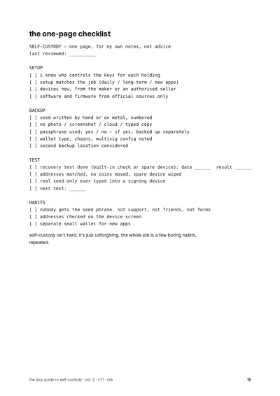 page 15: the one-page checklist